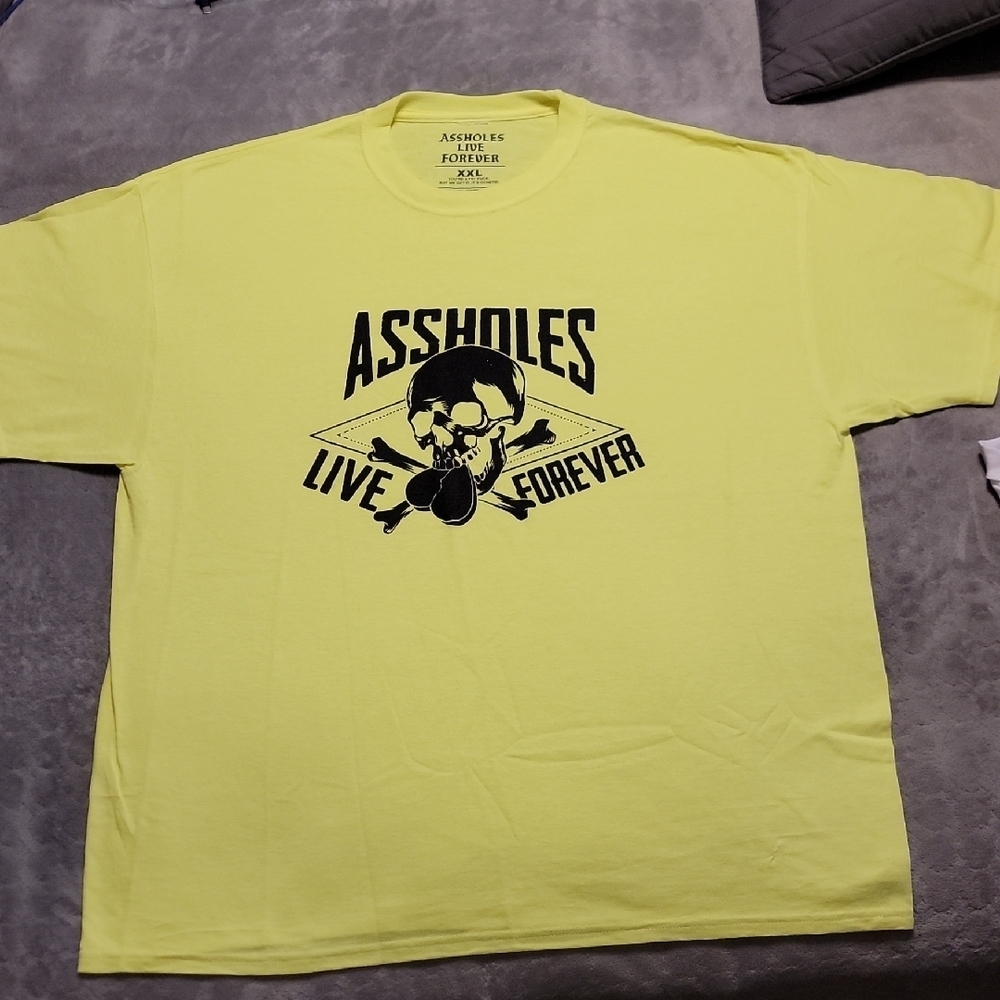 Fluorescent ASSHOLES LIVE FOREVER Single Sided Graphic Size 3XL T-shirt Unisex